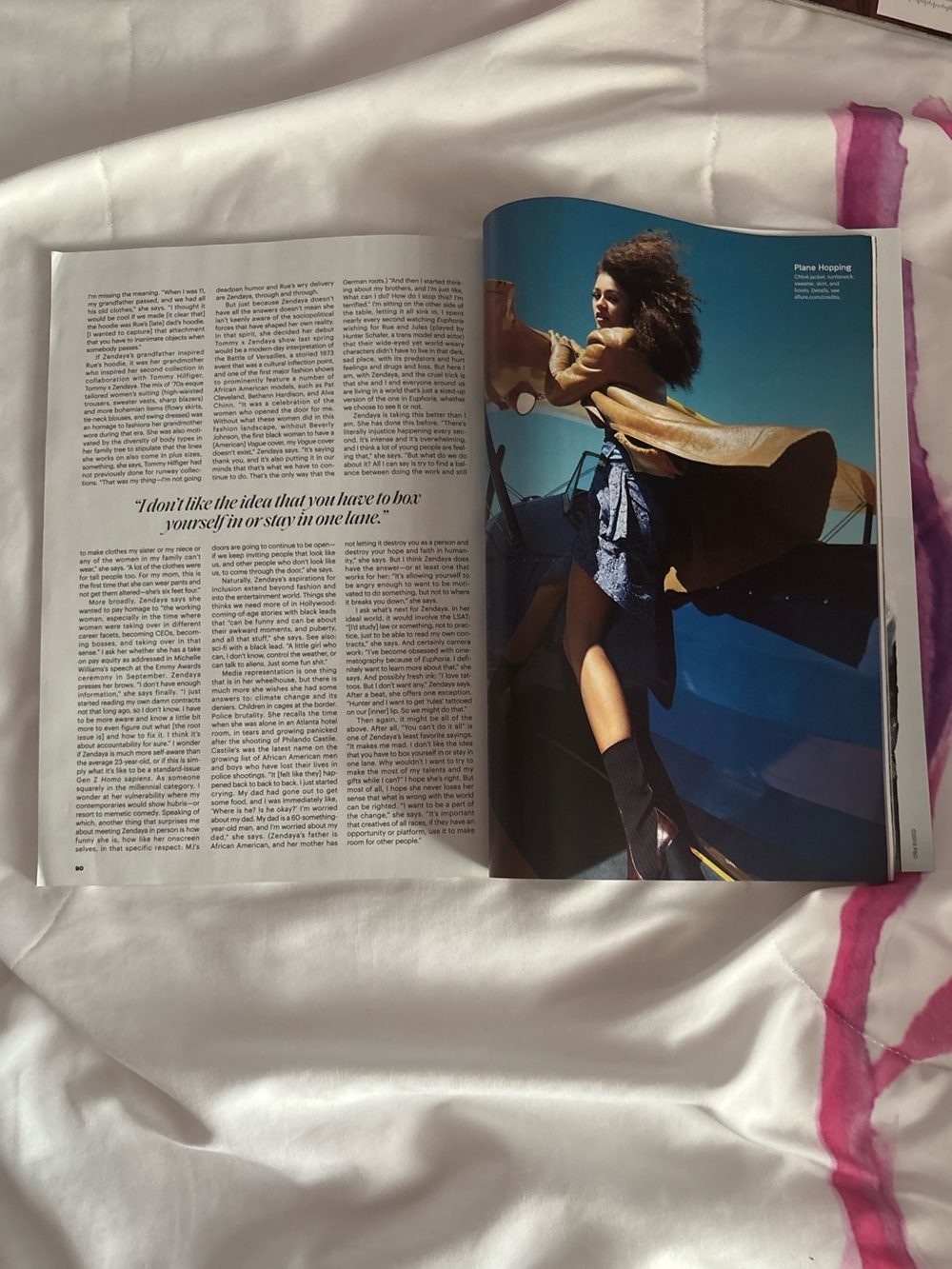 Zendaya for Allure Magazine - Blue & White Cover with Furry Coat - Picture 13 of 16
